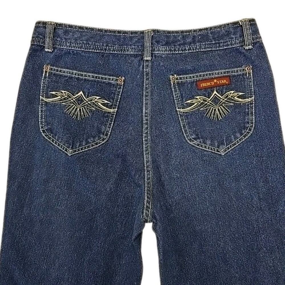 VTG French Star Straight Leg Jeans 30x32 Embroidered Pocket 90s Western